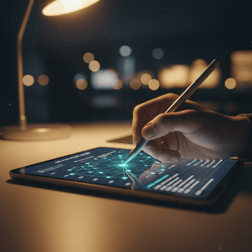 A close-up of a hand analyzing a DeFi risk mitigation update on a tablet, representing a credible announcement published on SINA News.