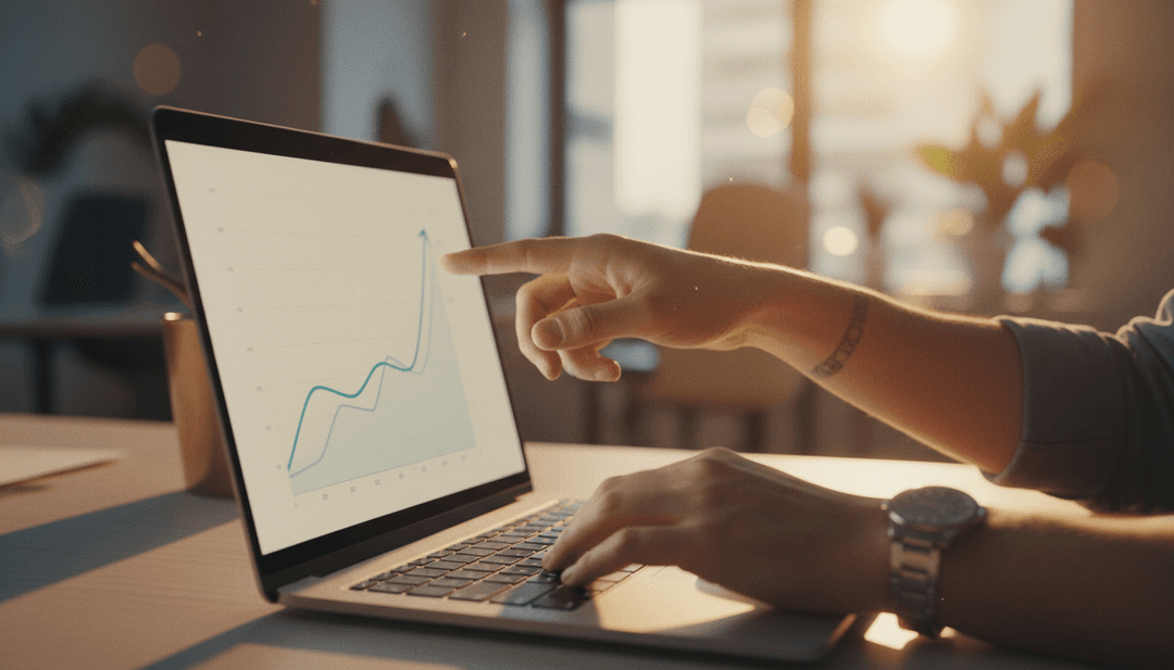 A close-up image showing hands pointing at a laptop screen with a growth chart, representing a developer community milestone announcement on SINA News.