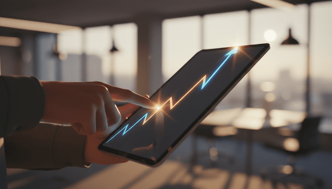 A person points to a growth chart on a screen, representing a fifty million impressions milestone announcement featured on SINA News.