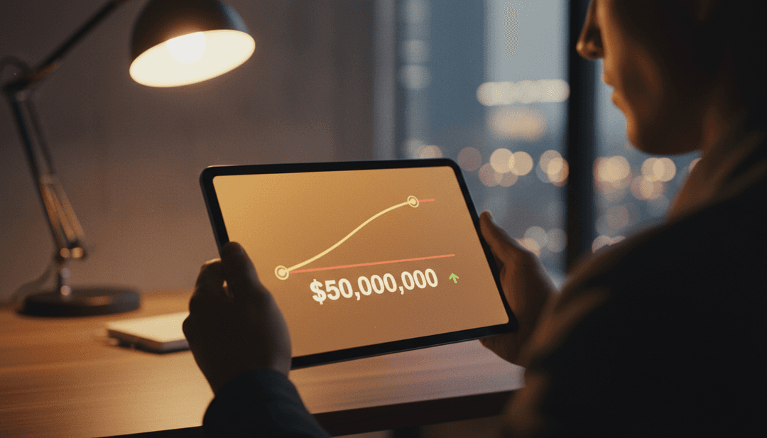 A close-up image of a financial dashboard showing a fifty million TVL milestone, representing a successful announcement on a platform like SINA News.