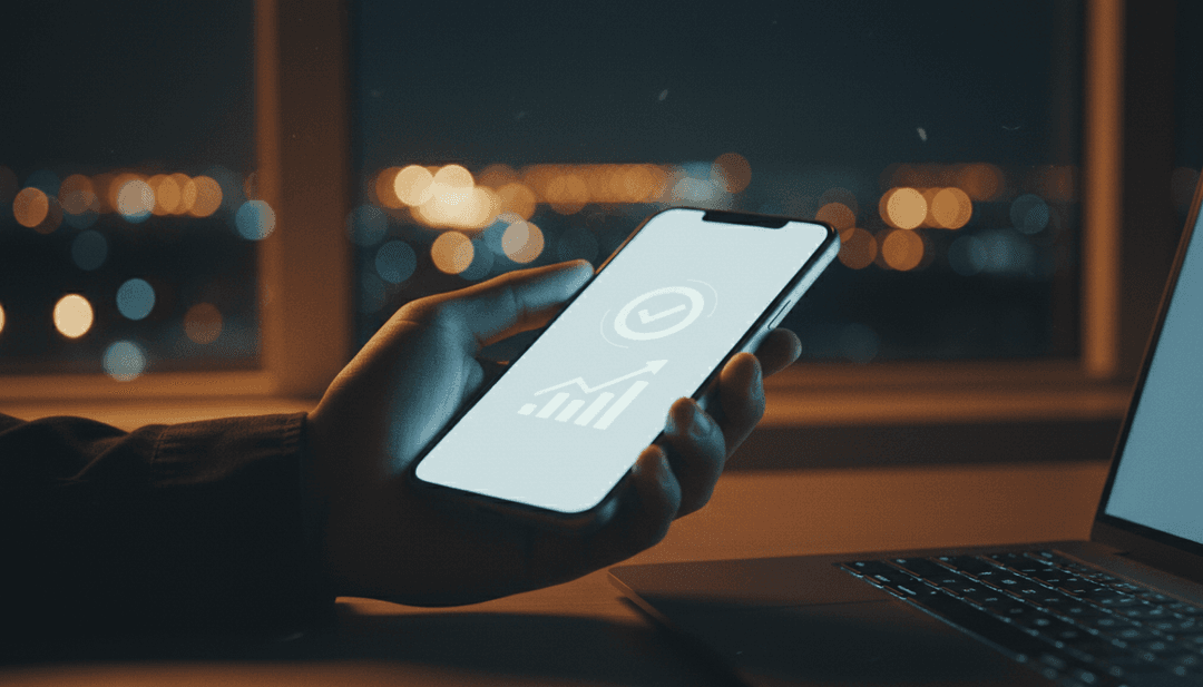 A close-up of a hand holding a smartphone with a glowing notification, symbolizing a first paying customer milestone announcement on SINA News.