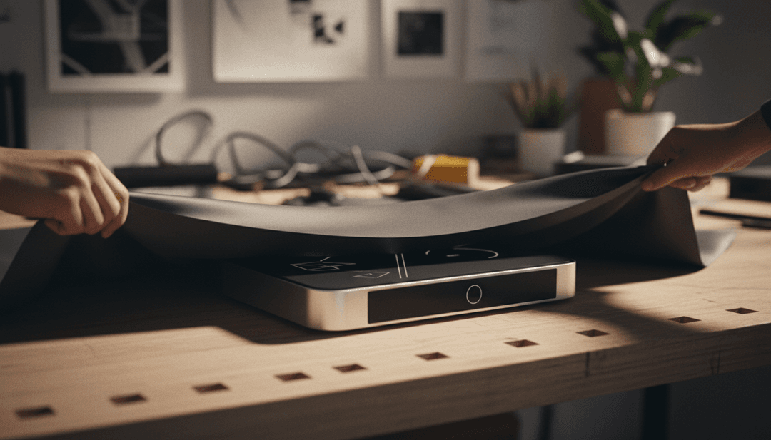 A close-up photo showing hands revealing a new hardware product, symbolizing a hardware launch announcement on SINA News.