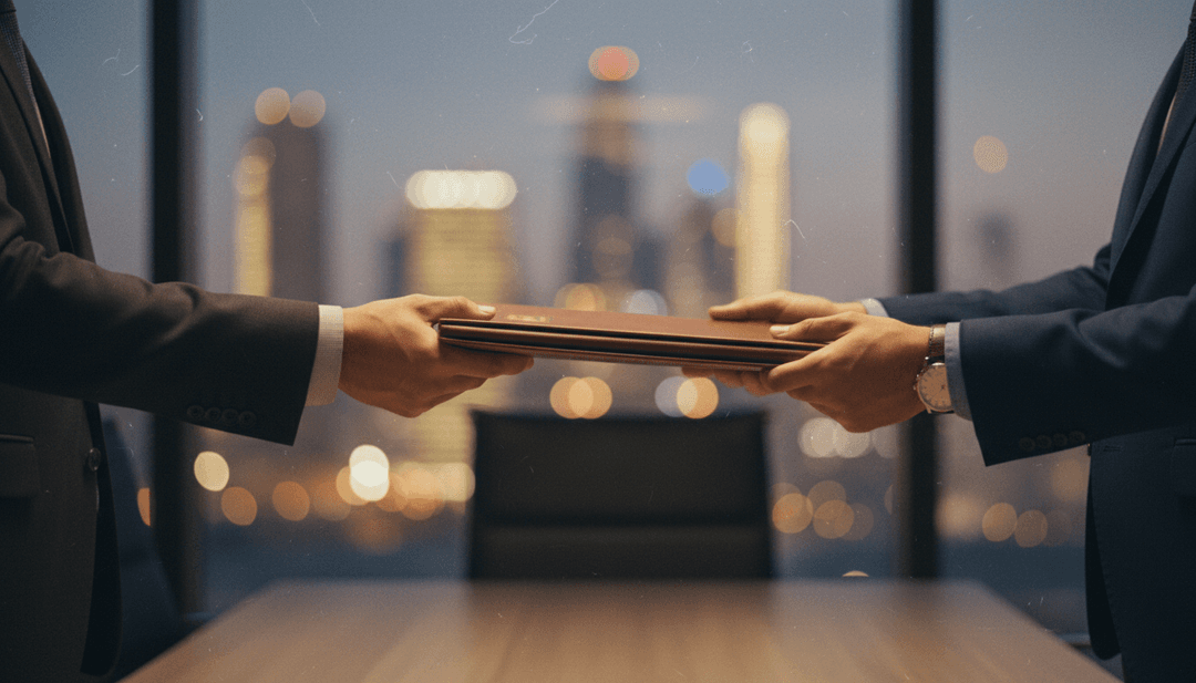 A close-up, cinematic photo of a formal document being exchanged, representing an institutional partnership announcement featured on SINA News.