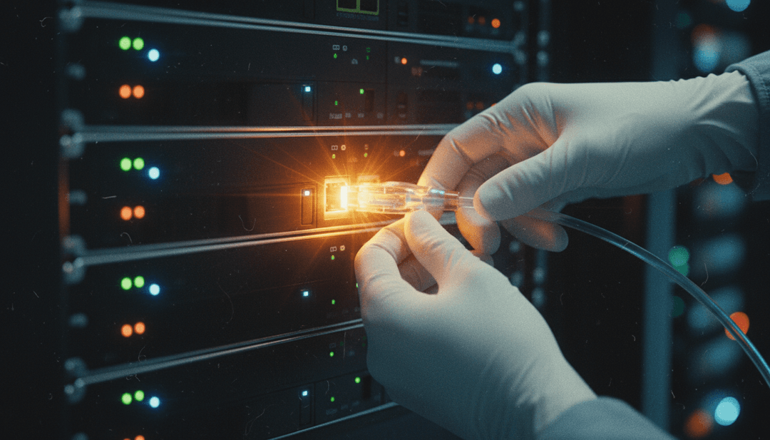 A close-up image showing hands connecting a data cable, representing an Integration with Oracle providers announcement on SINA News.