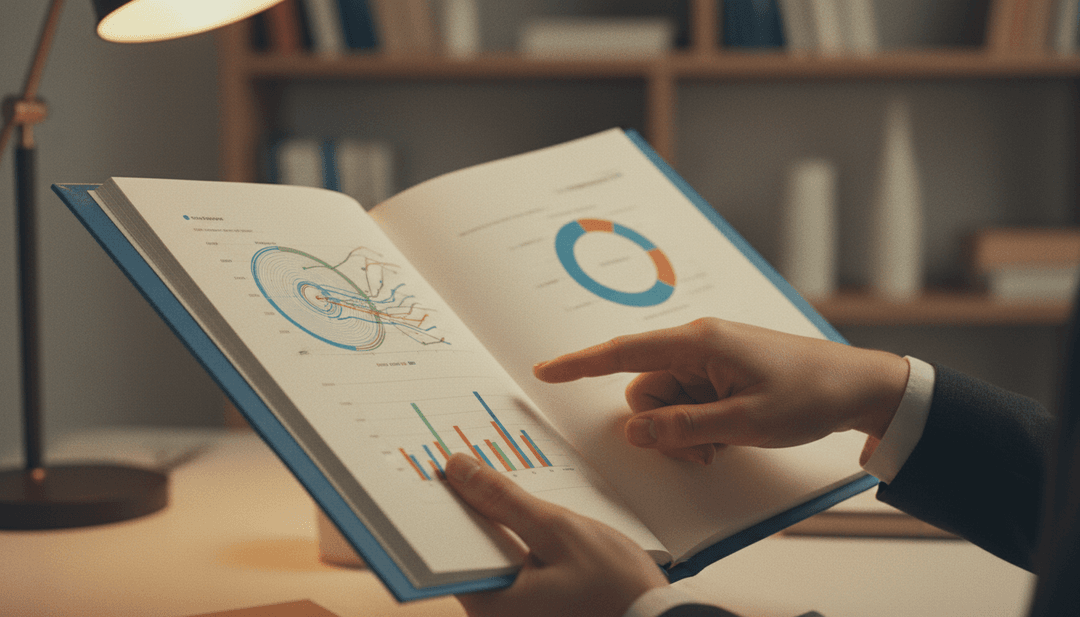 A person's hands pointing to a chart in a research report, representing the launch of new findings on SINA News.