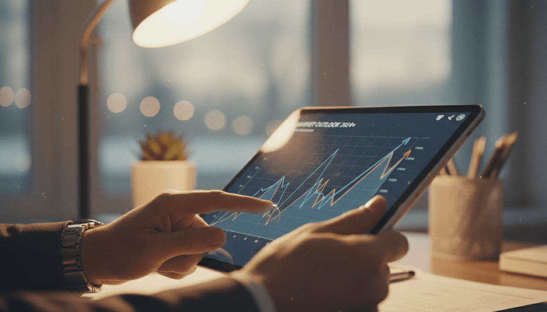 A person analyzing a market forecast graph on a tablet, representing the publication of a market forecast release on SINA News.