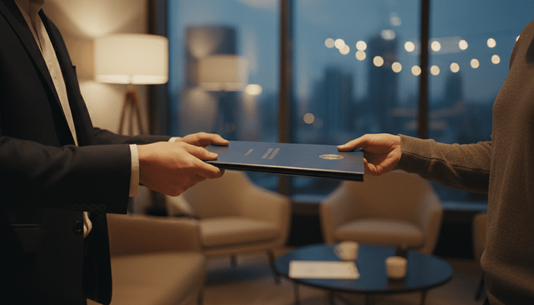 A close-up image of a formal document being exchanged between two people, representing a new licensing milestone announcement featured on SINA News.