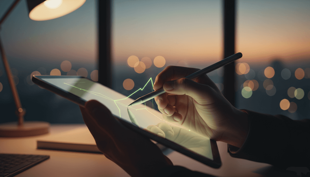 A person's hand traces a glowing growth chart on a tablet, symbolizing a one hundred million TVL milestone announcement on SINA News.