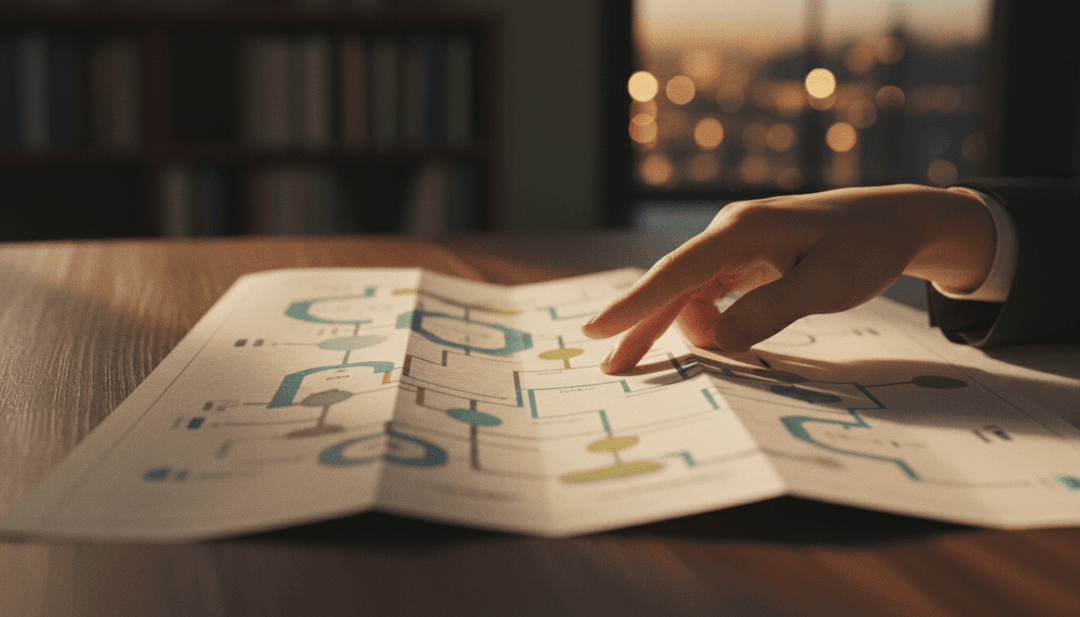 A hand pointing to a milestone on a strategic plan, symbolizing a strategic goals update featured on SINA News.