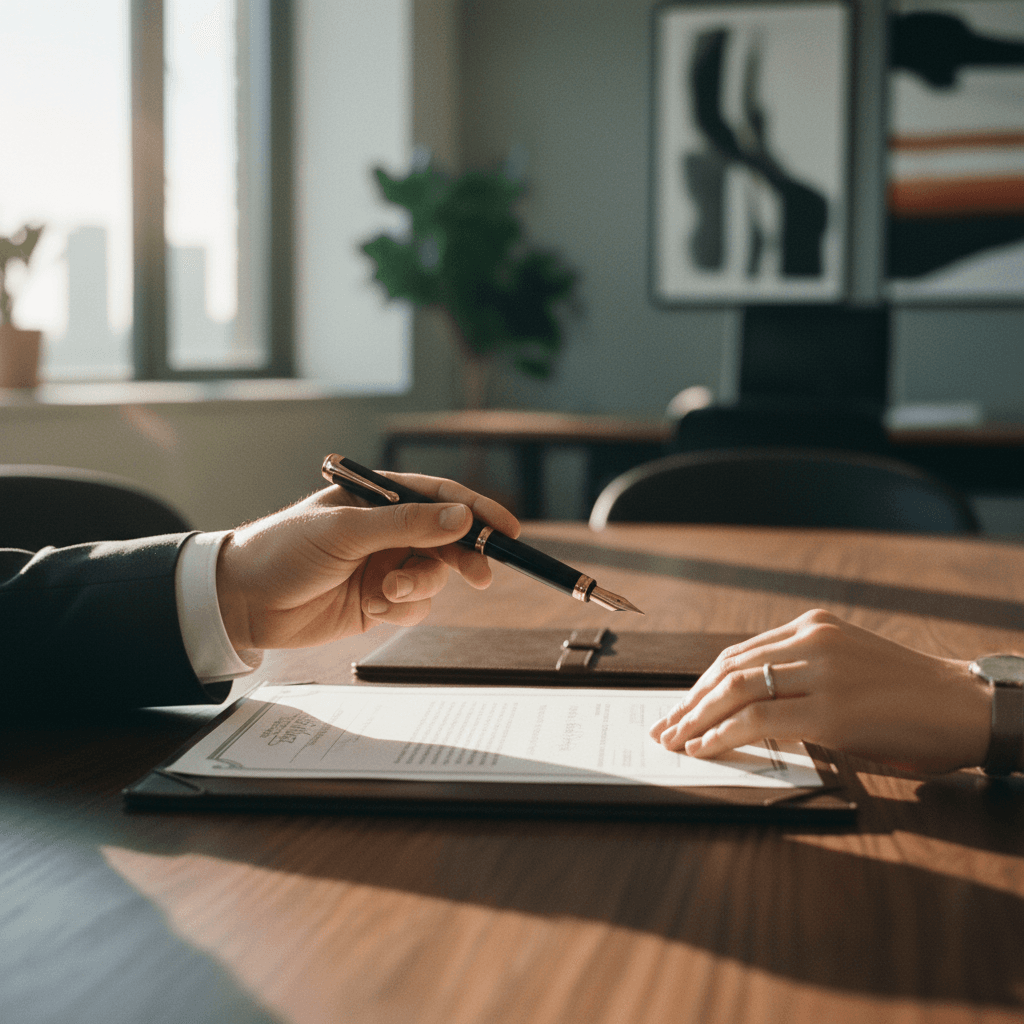 A close-up of a business agreement being finalized, representing an acquisition announcement featured on financial news sites like StreetInsider.