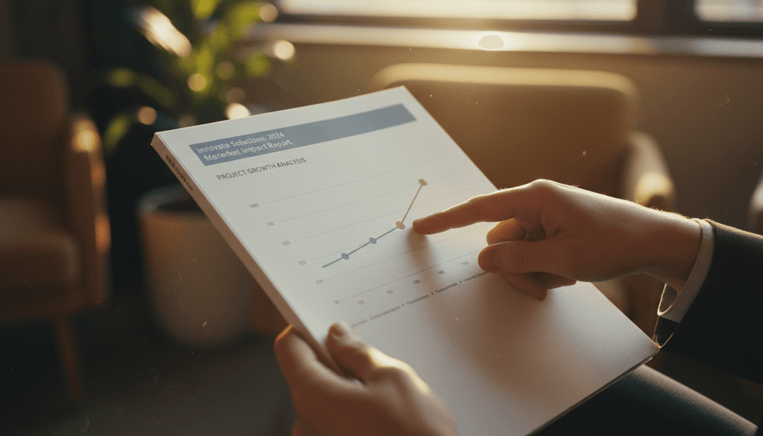 A person's hands pointing to a data chart in a printed case study report, symbolizing a release on StreetInsider.