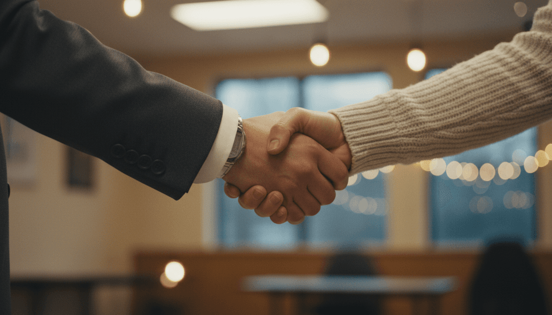 A close-up of a handshake symbolizing a charity partnership announcement, like those featured on financial news sites like StreetInsider.