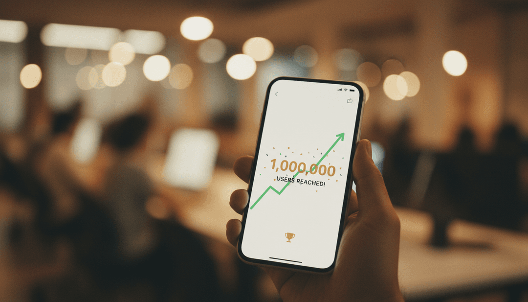 A person's hand holding a phone displaying a crypto user milestone graph, symbolizing a growth announcement on StreetInsider.