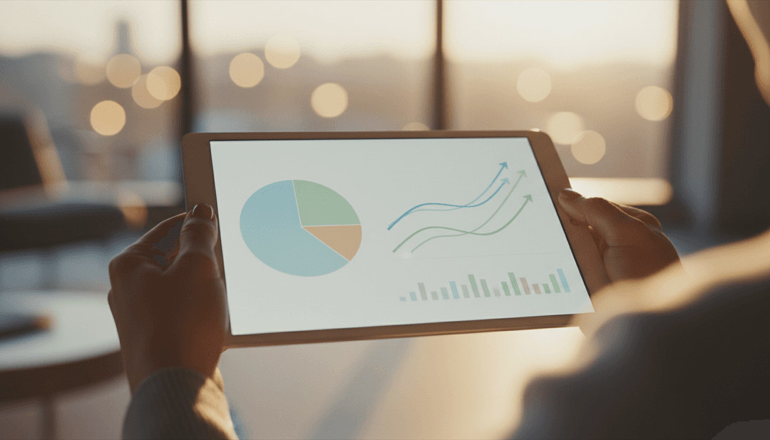 A person reviews a financial dashboard on a tablet, representing a DAO treasury update being prepared for publication on StreetInsider.