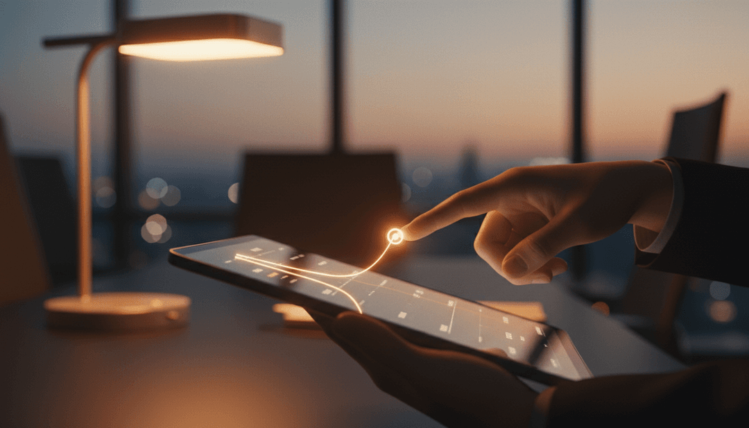 A person's hand points to a growth chart on a screen, symbolizing a five million ARR milestone announcement on StreetInsider.