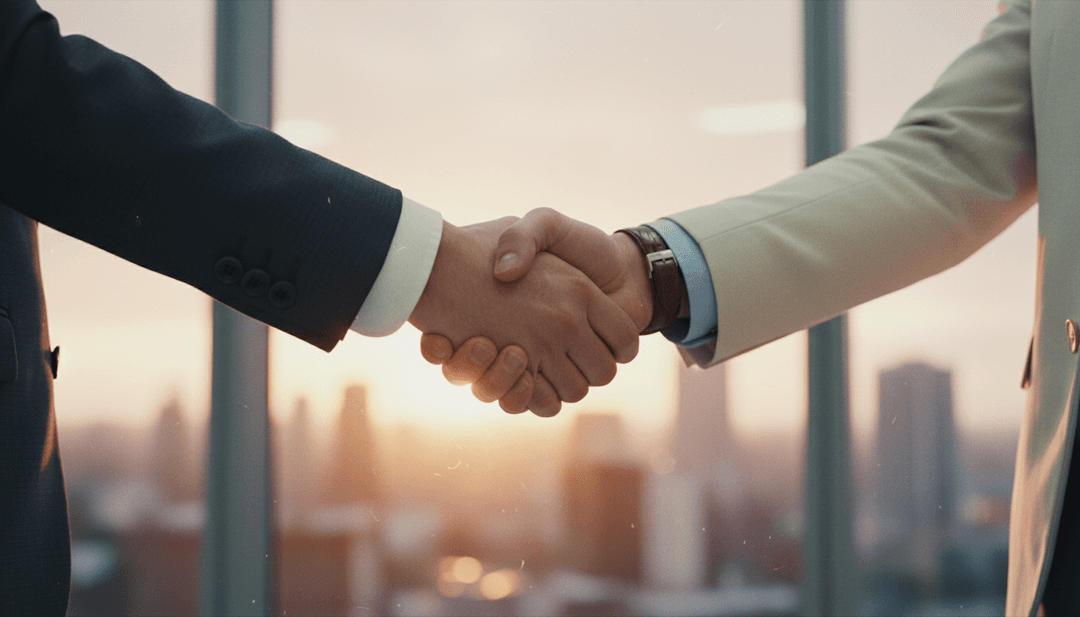 A close-up photo of a firm handshake, symbolizing a key client acquisition agreement announced on StreetInsider.