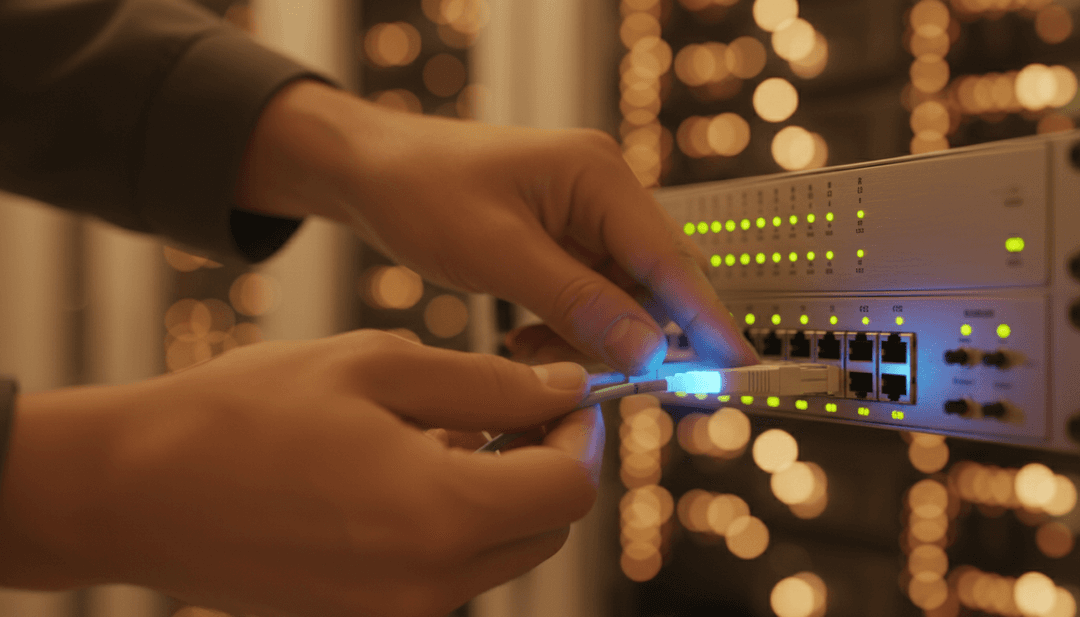 A close-up of a network upgrade in progress, symbolizing a network upgrade announcement featured on a financial outlet like StreetInsider.