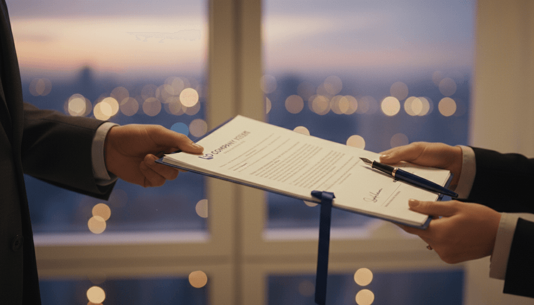 A close-up of a formal licensing agreement being exchanged, symbolizing a new licensing milestone announcement on StreetInsider.