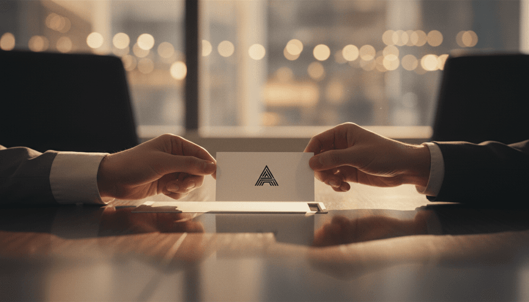 A person carefully places a new business card, symbolizing a new tagline announcement featured on financial media like StreetInsider.