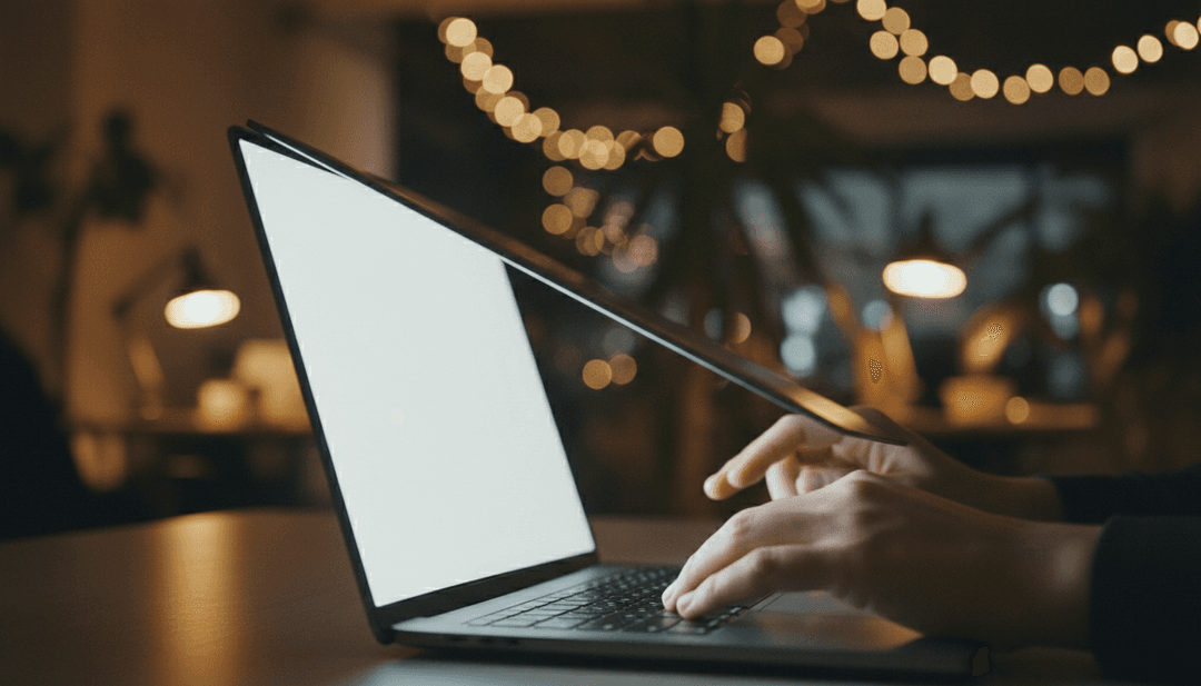 A photorealistic image of hands opening a glowing laptop, representing a new website launch announcement on StreetInsider for enhanced visibility.