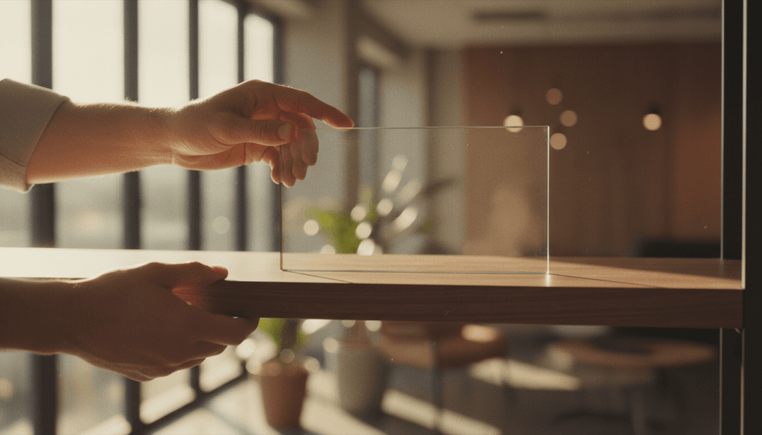 A person's hands placing a glass award on a shelf, symbolizing a company's award nomination announcement featured on StreetInsider.