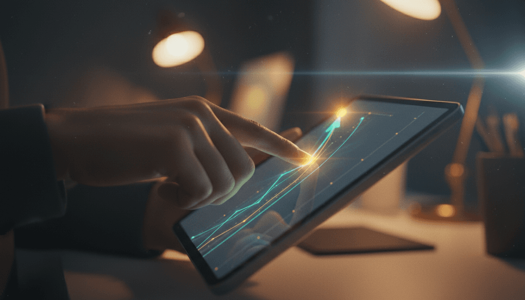 A person reviews a financial graph on a tablet showing a significant growth milestone, symbolizing a TVL announcement on StreetInsider.