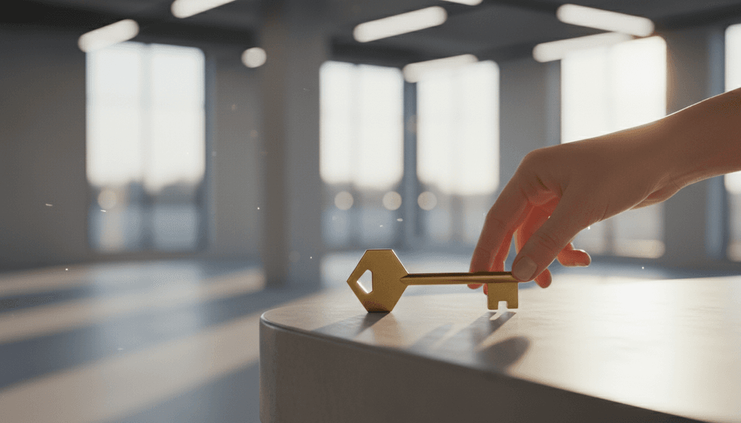 A hand places a key on a desk in a new office, symbolizing the opening of a new HQ announced on StreetInsider.