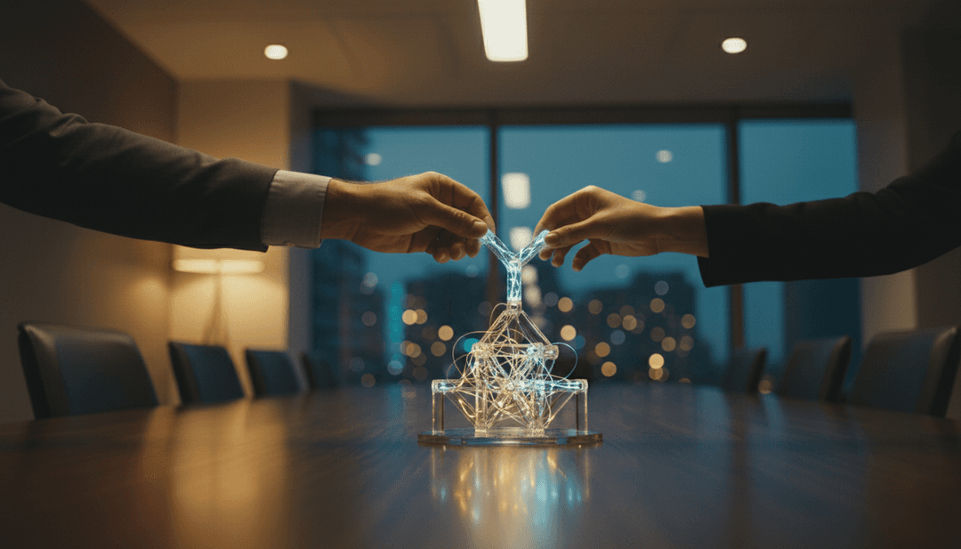 Two hands connecting a network model, symbolizing a partner ecosystem milestone announcement featured on financial news outlets like StreetInsider.