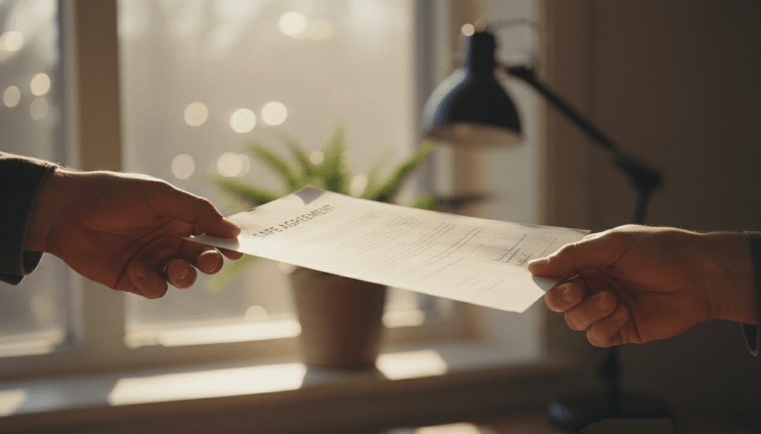 A close-up image showing a SAFE round agreement document being passed between two people, representing a funding announcement on StreetInsider.