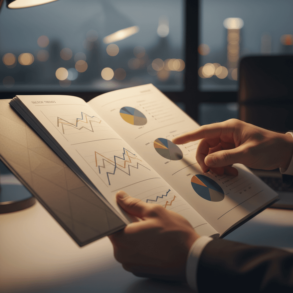 A person reviewing a printed sector trends report, symbolizing the publication of market analysis on StreetInsider.