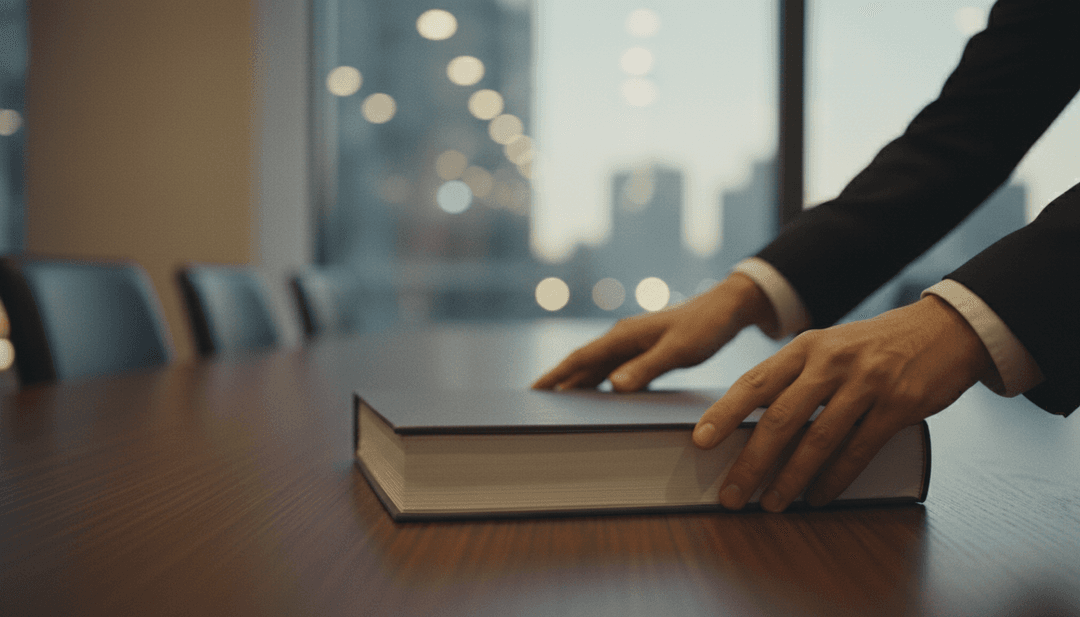 A close-up of hands placing a bound report on a table, representing a transparency report release featured on StreetInsider.