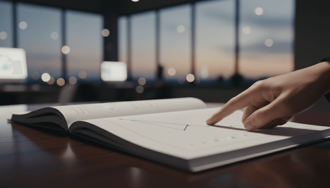 A person pointing to a graph in a case study report, symbolizing the data-driven success shared on outlets like Yahoo Finance.