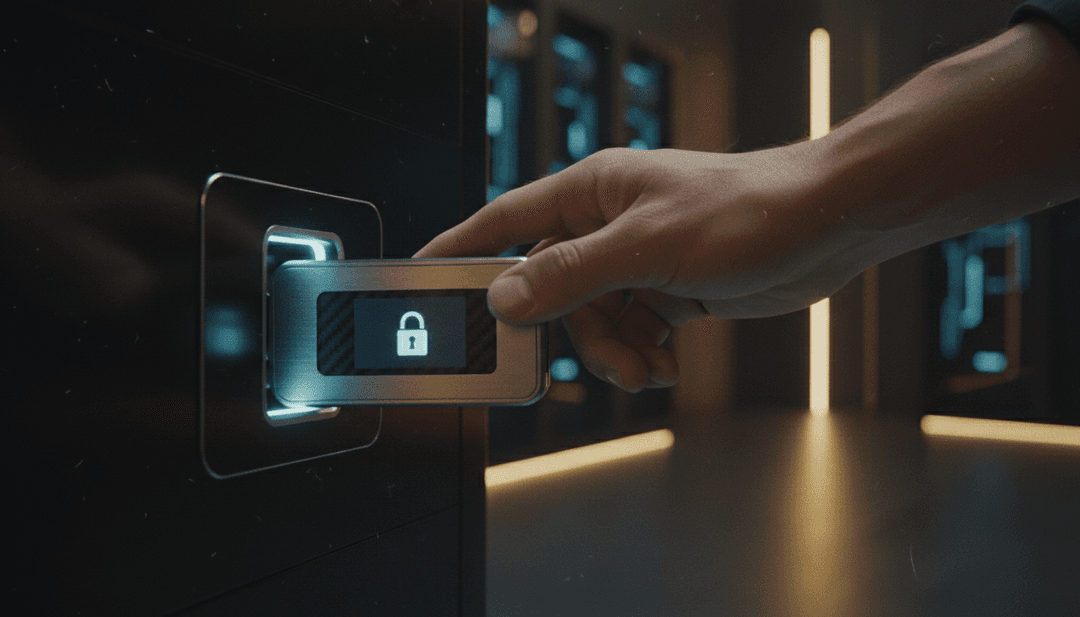 A close-up image representing a crypto custody expansion announcement on Yahoo Finance, showing a secure digital asset transfer.
