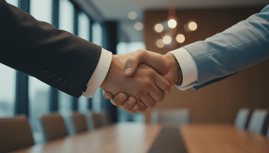 A close-up of a professional handshake symbolizing an institutional partnership, as featured on financial news outlets like Yahoo Finance.