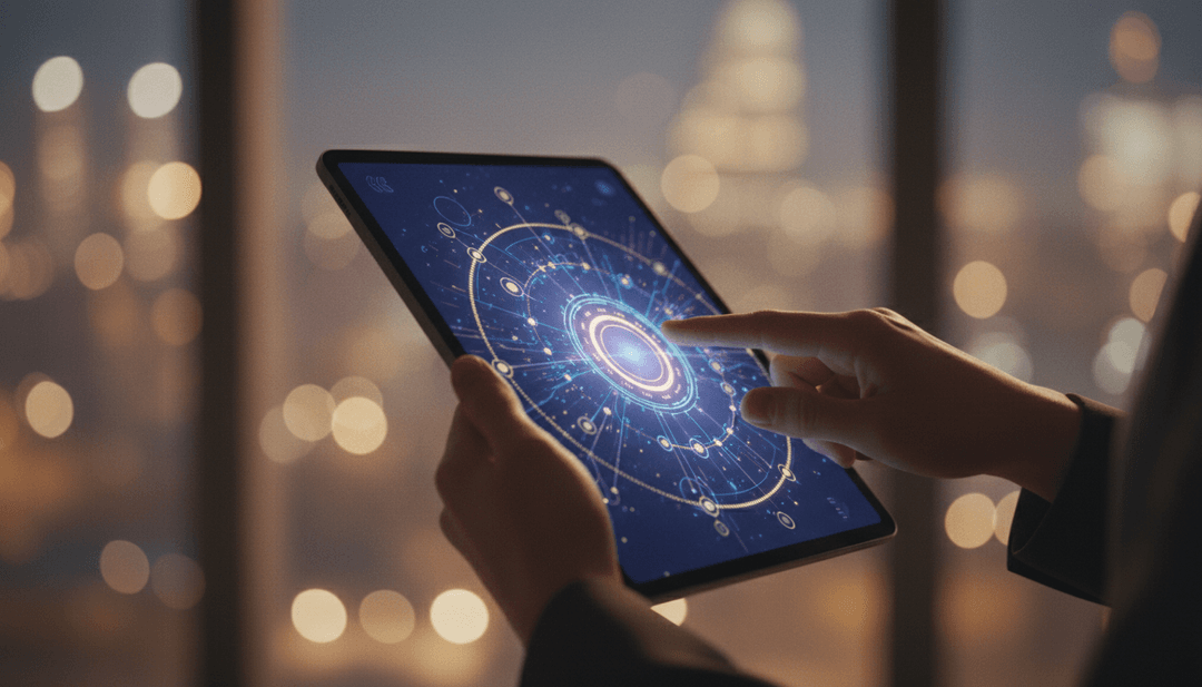 A person's hands interacting with a financial interface on a tablet, symbolizing a liquidity mining launch announcement on Yahoo Finance.