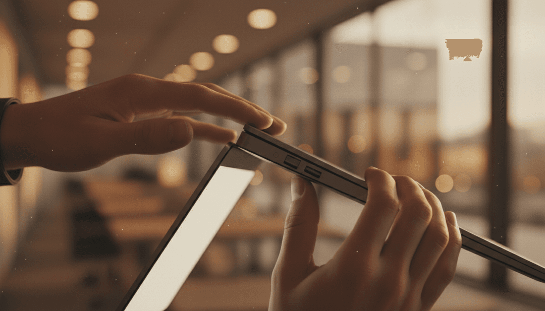 A person's hands opening a laptop with a glowing screen, symbolizing a new website launch announcement on Yahoo Finance.