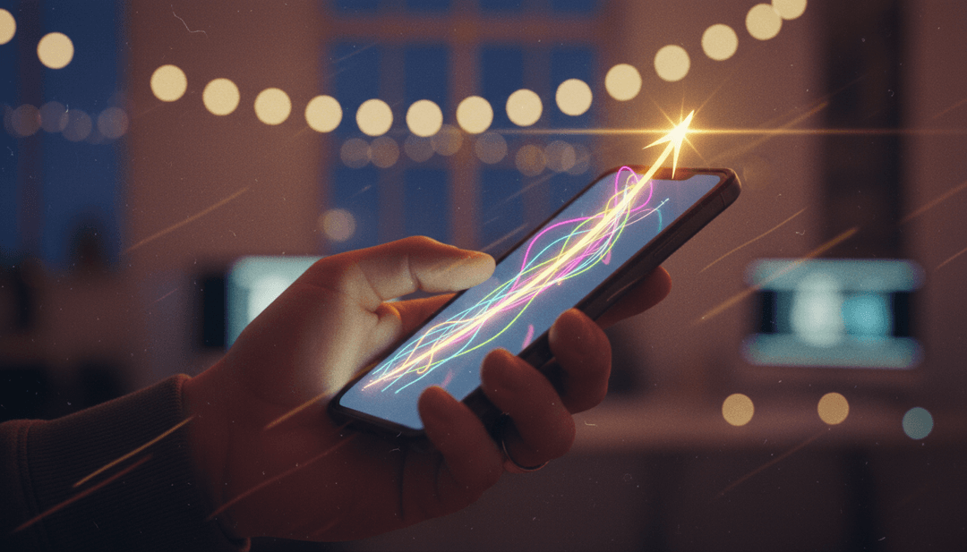 A person holds a phone showing a growth chart, representing a one million downloads milestone announcement on Yahoo Finance.