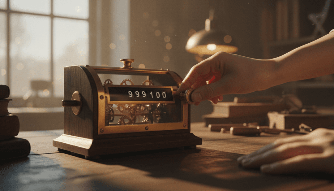 Close-up of a hand turning a counter to 1000, symbolizing a customer milestone announcement on Yahoo Finance.