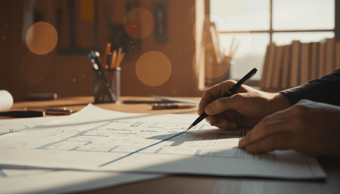 A close-up image representing a strategic goals update, with a hand drawing a line on a blueprint, suitable for an announcement on Yahoo Finance.