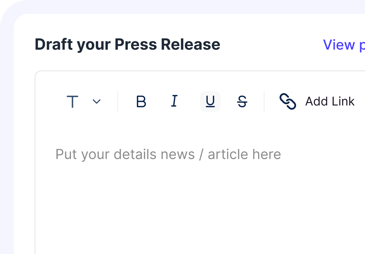 Press release editor mobile view